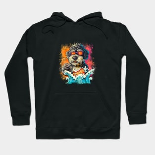 Colourful Cool Golden Doodle Dog with Sunglasses Hoodie